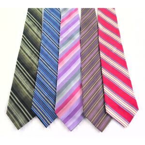 Striped Lot of (5) 100%Silk Ties RegLengt (TommyHilfigure-RobertoVellini-axcess)
